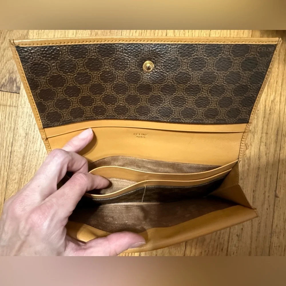 Celine Triomphe Vintage Macadam Canvas leather wallet - Picture 6 of 11